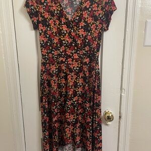 Kaileigh Black and Pink Floral High Low Dress